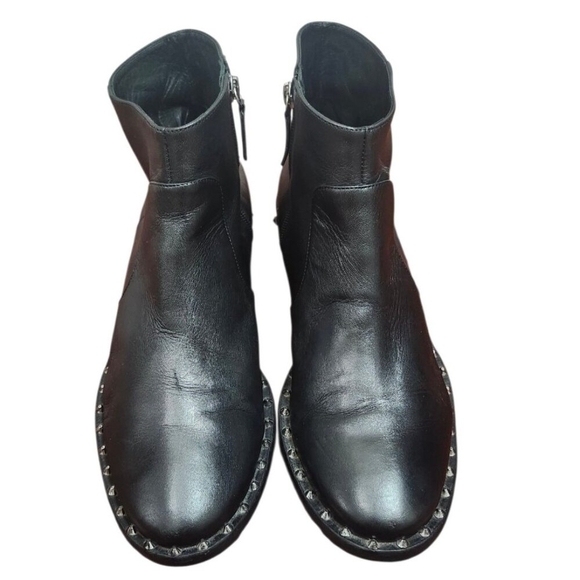Schutz Black Leather Studded Ankle Boots Women’s 9.5B Rocker Moto Booties Brazil - Picture 2 of 13
